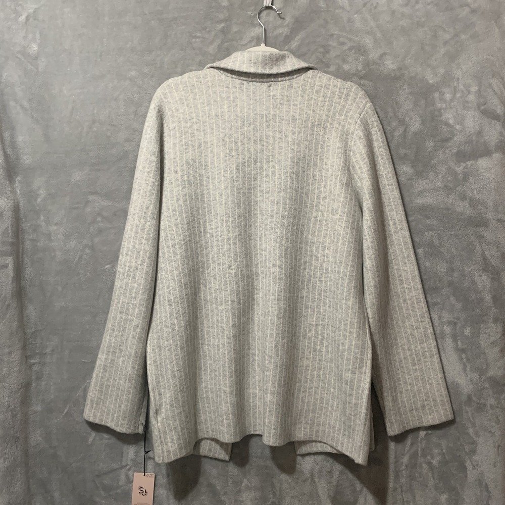 Sincerely Jules Women's XL Striped Open Front Blazer Sweater Jacket Gray White - Picture 12 of 16